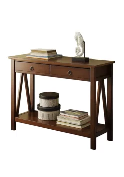 Linon Home Décor Products Larson Antique Tobacco Console Table