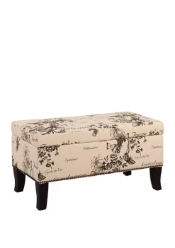Linon Home Décor Products Mattie Botanical Linen Ottoman