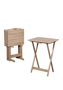 Linon Home Décor Products Vance Gray Acacia Tray Table Set -Kiera Sales Store Belk 14