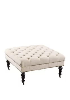Linon Home Décor Products Livia Natural Square Tufted Ottoman