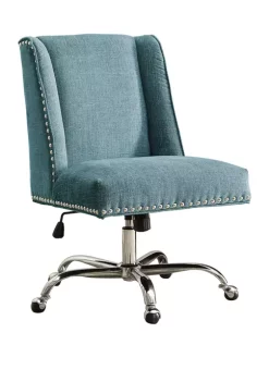 Linon Home Décor Products Lincoln Office Chair Aqua - Chrome Base