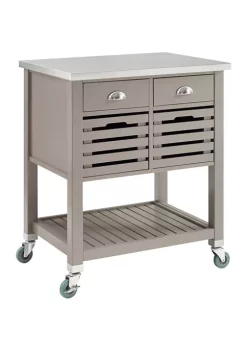 Linon Home Décor Products Hudson Gray Wood Kitchen Cart