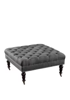 Linon Home Décor Products Livia Charcoal Square Tufted Ottoman