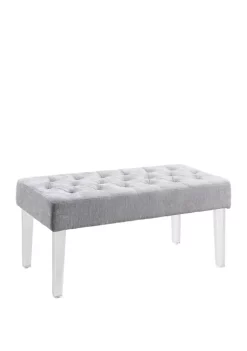 Linon Home Décor Products Clara Acrylic Leg Platinum Bench