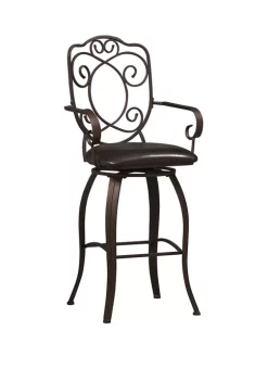Linon Home Décor Products Cooper Crested Back Bar Stool