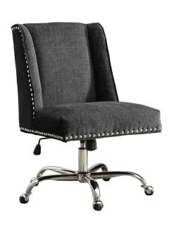 Linon Home Décor Products Lincoln Office Chair Charcoal - Chrome Base