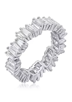 KIERA 3.24 ct. t.w. Cubic Zirconia Platinum Plated Sterling Silver Baguette Cut Wavy Eternity Band Ring