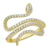 KIERA Yellow Gold Plated Sterling Silver 5/8 ct. t.w. Cubic Zirconia Bypass Swirl Snake Ring