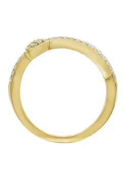 KIERA Yellow Gold Plated Sterling Silver 5/8 ct. t.w. Cubic Zirconia Bypass Swirl Snake Ring -Kiera Sales Store Belk 470