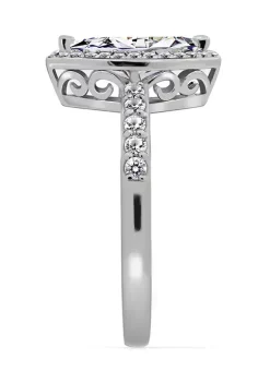 KIERA 2.27 ct. t.w. Cubic Zirconia Platinum Plated Sterling Silver Marquise Halo Solitaire Ring -Kiera Sales Store Belk 492