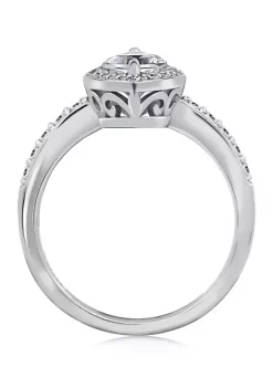 KIERA 2.27 ct. t.w. Cubic Zirconia Platinum Plated Sterling Silver Marquise Halo Solitaire Ring -Kiera Sales Store Belk 493