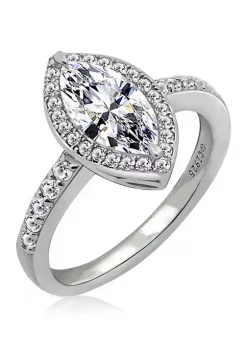 KIERA 2.27 ct. t.w. Cubic Zirconia Platinum Plated Sterling Silver Marquise Halo Solitaire Ring -Kiera Sales Store Belk 494
