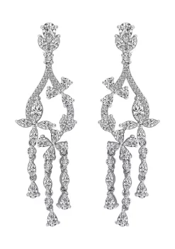KIERA Platinum Plated Sterling Silver 8.5 ct. t.w. Cubic Zirconia Marquise Flower Chandelier Earrings -Kiera Sales Store Belk 501