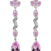 KIERA Platinum Plated Sterling Silver 8.87 ct. t.w. Cubic Zirconia Pink Pear Valentine's Drop Earrings