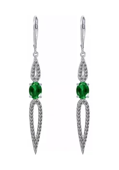 KIERA Rhodium Plated Sterling Silver 2.23 ct. t.w. Cubic Zirconia Pave Petal Earrings