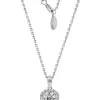 KIERA Rhodium Plated Sterling Silver 3/4 ct. t.w. Cubic Zirconia Ascher Halo Pendant Necklace