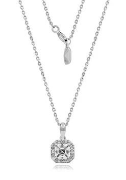 KIERA Rhodium Plated Sterling Silver 3/4 ct. t.w. Cubic Zirconia Ascher Halo Pendant Necklace -Kiera Sales Store Belk 543