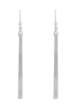 KIERA Rhodium Plated Sterling Silver Beaded Dangle Chain Earrings -Kiera Sales Store Belk 546