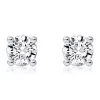 KIERA Rhodium Plated Sterling Silver 4 Millimeter Cubic Zirconia Round Cut Rope Gallery Stud Earring