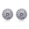 KIERA Rhodium Plated Sterling Silver 1.3 ct. t.w. Cubic Zirconia Round Halo Rope Stud Earring