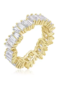 KIERA 3.24 ct. t.w. Cubic Zirconia Yellow Gold Plated Sterling Silver Baguette Cut Wavy Eternity Band Ring