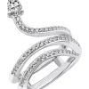 KIERA Platinum Plated Sterling Silver Cubic Zirconia Coiled Snake Ring