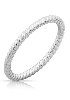KIERA Rhodium Plated Sterling Silver Rope Stack Ring