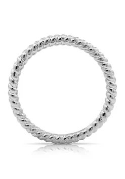 KIERA Rhodium Plated Sterling Silver Rope Stack Ring -Kiera Sales Store Belk 576