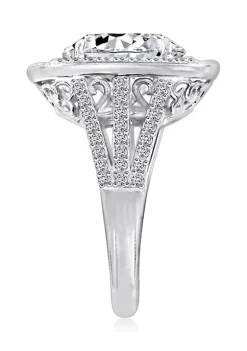 KIERA 6 ct. t.w. Cubic Zirconia Rhodium Plated Sterling Silver Garden Halo Ring -Kiera Sales Store Belk 588