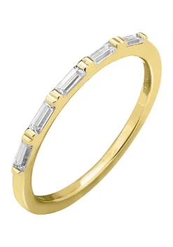 KIERA Yellow Gold Plated Sterling Silver Cubic Zirconia White Baguette Cut Wavy Stackable Ring -Kiera Sales Store Belk 596