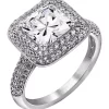 KIERA 3.73 ct. t.w. Cubic Zirconia Platinum Plated Sterling Silver Large Square Double Halo Ring