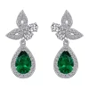 KIERA Platinum Plated Sterling Silver 4 ct. t.w. Cubic Zirconia Simulated Gemstone Drop Earrings