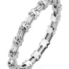 KIERA Platinum Plated Sterling Silver Cubic Zirconia Thin Baguette Cut Eternity Band Ring