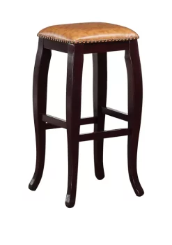 Linon Home Décor Products Dayton Caramel Square Top Bar Stool