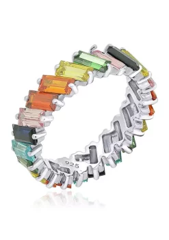 KIERA 7.3 ct. t.w. Multicolor Stone Platinum Plated Sterling Silver Baguette Rainbow Eternity Ring -Kiera Sales Store Belk 640