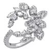 KIERA Platinum Plated Sterling Silver Cubic Zirconia Laurel Wreath Open Ring