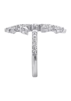 KIERA Platinum Plated Sterling Silver Cubic Zirconia Laurel Wreath Open Ring -Kiera Sales Store Belk 671