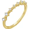 KIERA Yellow Gold Plated Sterling Silver Cubic Zirconia White Round Cut Dainty Stackable Ring