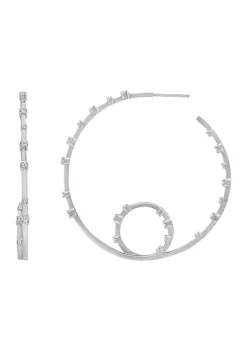 KIERA Platinum Plated Sterling Silver 1.86 ct. t.w. Cubic Zirconia Loop De Loop Hoop Stud Earrings -Kiera Sales Store Belk 691