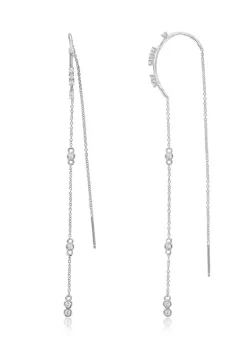 KIERA Platinum Plated Sterling Silver 1/2 ct. t.w. Cubic Zirconia Droplet Threader Earring