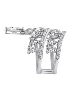 KIERA Platinum Plated Sterling Silver Cubic Zirconia Dangle Wrap Ring -Kiera Sales Store Belk 760