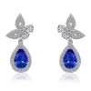 KIERA Platinum Plated Sterling Silver 4 ct. t.w. Cubic Zirconia Simulated Gemstone Drop Earrings
