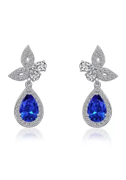 KIERA Platinum Plated Sterling Silver 4 ct. t.w. Cubic Zirconia Simulated Gemstone Drop Earrings