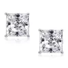 KIERA Rhodium Plated Sterling Silver 8 Millimeter Cubic Zirconia Princess Cut Rope Gallery Stud Earring