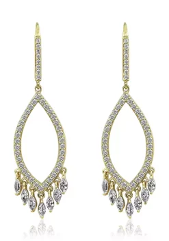 KIERA Yellow Gold Plated Sterling Silver 2.42 ct. t.w. Cubic Zirconia Fringe Dangle Earrings