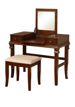 Linon Home Décor Products Zoey Walnut Vanity Set