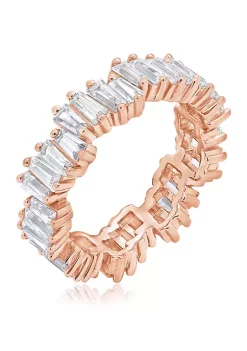 KIERA 3.24 ct. t.w. Cubic Zirconia Rose Gold Plated Sterling Silver Baguette Cut Wavy Eternity Band Ring