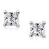 KIERA Rhodium Plated Sterling Silver 3 Millimeter Cubic Zirconia Princess Cut Rope Gallery Stud Earring