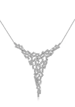KIERA Platinum Plated Sterling Silver 8.55 ct. t.w. Cubic Zirconia Baguette Cascade Necklace -Kiera Sales Store Belk 802
