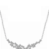 KIERA Platinum Plated Sterling Silver 2.55 ct. t.w. Cubic Zirconia Princess Baguette Necklace